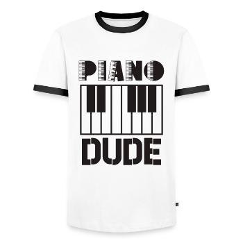 Piano Player Funny Piano Keyboard - Men's Ringer Shirt - white/black - Front - AI Model Female 172 light (172cm) & AI Model Male 178 dark (178cm)