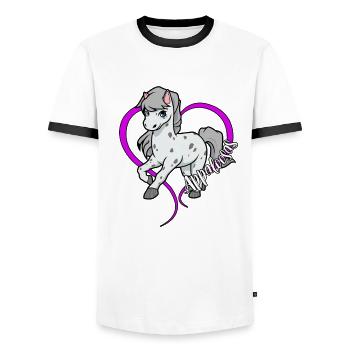 Amateurs de chevaux - Appaloosa - T-shirt contrasté Homme - blanc/noir - Devant - AI Model Female 172 light (172cm) & AI Model Male 178 dark (178cm)