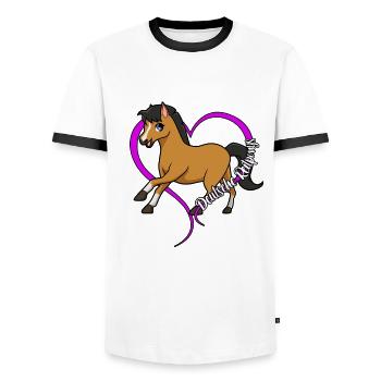Horse lovers - German riding pony - Men's Ringer Shirt - white/black - Front - AI Model Female 172 light (172cm) & AI Model Male 178 dark (178cm)