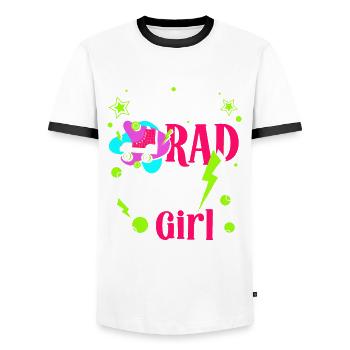 80er Mädchen Achtziger Jahrzehnt 1980 Vintage 80er - Männer Kontrast-T-Shirt - Weiß/Schwarz - Vorne - AI Model Female 172 light (172cm) & AI Model Male 178 dark (178cm)