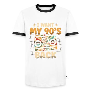 I Want My 90's Back Nineties Decade 1990 90er - Männer Kontrast-T-Shirt - Weiß/Schwarz - Vorne - AI Model Female 172 light (172cm) & AI Model Male 178 dark (178cm)
