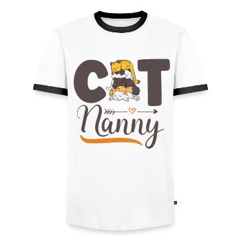 Dog Seated Dog Puppy Dog Sitter Dog Sitter - Men's Ringer Shirt - white/black - Front - AI Model Female 172 light (172cm) & AI Model Male 178 dark (178cm)