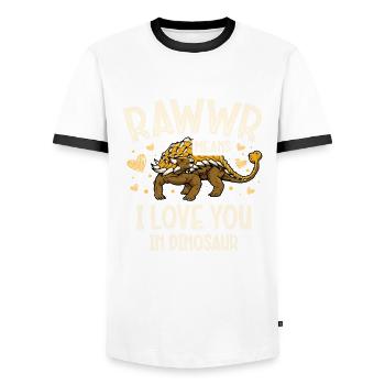 Ankylosaurus Dinosaur Dino Future - Men's Ringer Shirt - white/black - Front - AI Model Female 172 light (172cm) & AI Model Male 178 dark (178cm)
