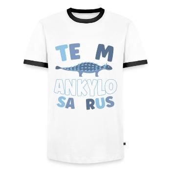 Team Ankylosaurus Dinosaurs Future - Men's Ringer Shirt - white/black - Front - AI Model Female 172 light (172cm) & AI Model Male 178 dark (178cm)