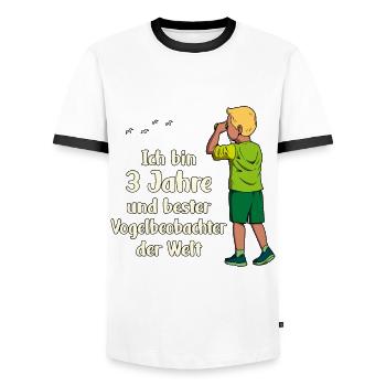 Ich bin 3 - Jungen Vogelbeobachtung - Männer Kontrast-T-Shirt - Weiß/Schwarz - Vorne - AI Model Female 172 light (172cm) & AI Model Male 178 dark (178cm)