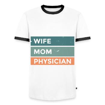Mrs. Mother Doctor Doctor Surgeon Hospital - Men's Ringer Shirt - white/black - Front - AI Model Female 172 light (172cm) & AI Model Male 178 dark (178cm)