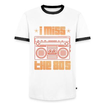 Ich Vermisse Die 80er Achtziger Dekade 1980 - Männer Kontrast-T-Shirt - Weiß/Schwarz - Vorne - AI Model Female 172 light (172cm) & AI Model Male 178 dark (178cm)
