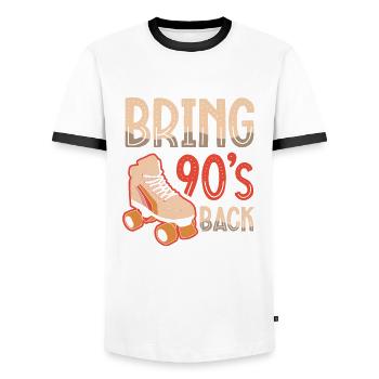 Bringen Sie Die 90er Jahre Zurück. Neunziger - Männer Kontrast-T-Shirt - Weiß/Schwarz - Vorne - AI Model Female 172 light (172cm) & AI Model Male 178 dark (178cm)