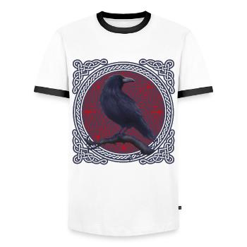 Rabe Krähe Keltisch - Männer Kontrast-T-Shirt - Weiß/Schwarz - Vorne - AI Model Female 172 light (172cm) & AI Model Male 178 dark (178cm)