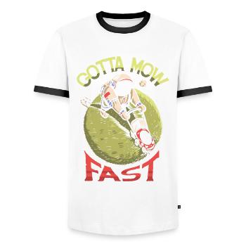 Need to mow quickly Lawn Mower Landscaper - Men's Ringer Shirt - white/black - Front - AI Model Female 172 light (172cm) & AI Model Male 178 dark (178cm)