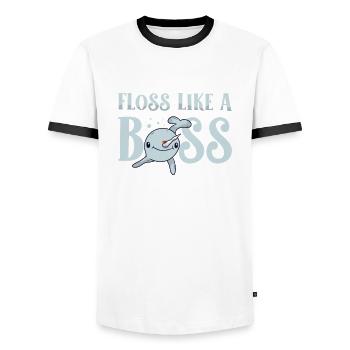 Floss Like A Boss Sea Unicorn Animal Lovers - Men's Ringer Shirt - white/black - Front - AI Model Female 172 light (172cm) & AI Model Male 178 dark (178cm)