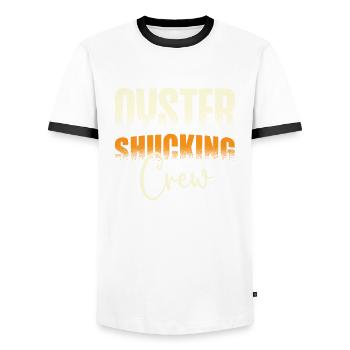 Oyster shell crew - Men's Ringer Shirt - white/black - Front - AI Model Female 172 light (172cm) & AI Model Male 178 dark (178cm)