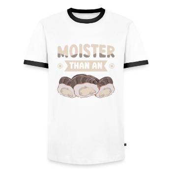 Moister than an oyster, the buddy seafood - Men's Ringer Shirt - white/black - Front - AI Model Female 172 light (172cm) & AI Model Male 178 dark (178cm)