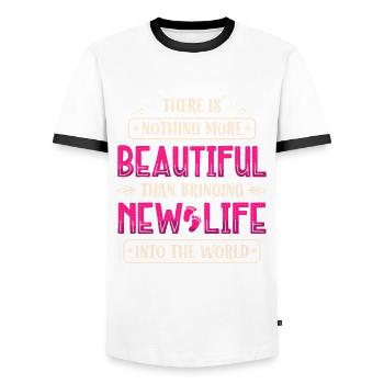 Ob-gyn Squad Doctor Obstetrician Gynecologist - Men's Ringer Shirt - white/black - Front - AI Model Female 172 light (172cm) & AI Model Male 178 dark (178cm)