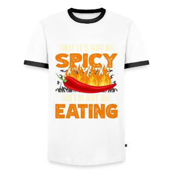 If it's not spicy, I don't eat any - Men's Ringer Shirt - white/black - Front - AI Model Female 172 light (172cm) & AI Model Male 178 dark (178cm)