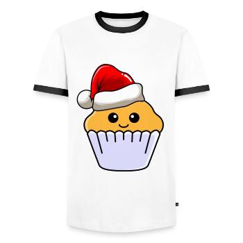 Muffin Weihnachten Comic Xmas - Männer Kontrast-T-Shirt - Weiß/Schwarz - Vorne - AI Model Female 172 light (172cm) & AI Model Male 178 dark (178cm)