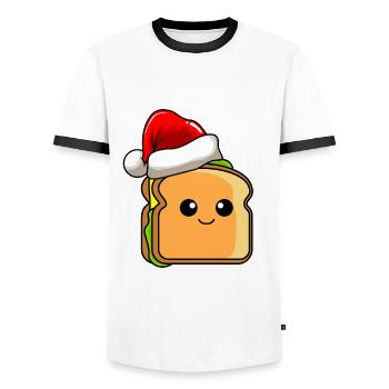 Sandwich Weihnachten Comic Xmas - Männer Kontrast-T-Shirt - Weiß/Schwarz - Vorne - AI Model Female 172 light (172cm) & AI Model Male 178 dark (178cm)