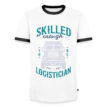 Logistics Shipment Delivery Order Tracking - Men's Ringer Shirt - white/black - Front - AI Model Female 172 light (172cm) & AI Model Male 178 dark (178cm)