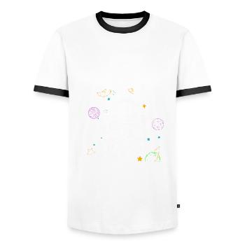 Papa of the Astronaut Lover Spaceship Galaxy - Men's Ringer Shirt - white/black - Front - AI Model Female 172 light (172cm) & AI Model Male 178 dark (178cm)