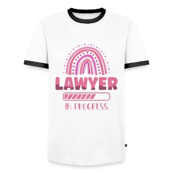Lawyer In Work Lawyer's Job Career - Men's Ringer Shirt - white/black - Front - AI Model Female 172 light (172cm) & AI Model Male 178 dark (178cm)