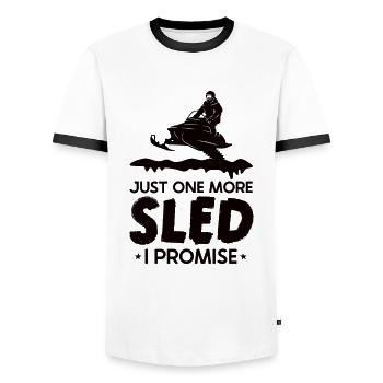 Snowmobile Snowmobile Winter Sports Gift Idea - Men's Ringer Shirt - white/black - Front - AI Model Female 172 light (172cm) & AI Model Male 178 dark (178cm)