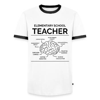 Primary school teacher - Men's Ringer Shirt - white/black - Front - AI Model Female 172 light (172cm) & AI Model Male 178 dark (178cm)