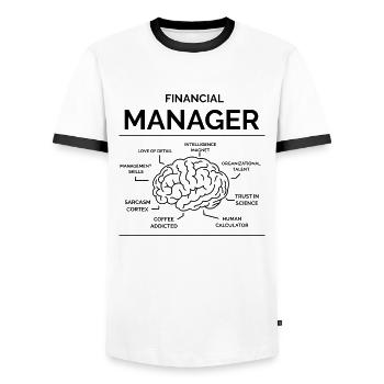 Directeur financier - T-shirt contrasté Homme - blanc/noir - Devant - AI Model Female 172 light (172cm) & AI Model Male 178 dark (178cm)