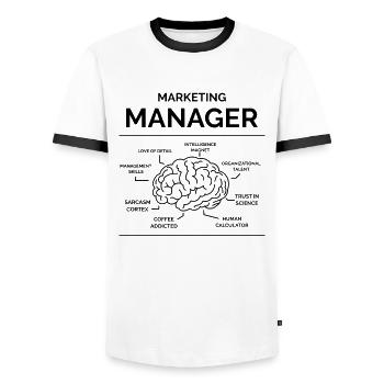 Marketing - Men's Ringer Shirt - white/black - Front - AI Model Female 172 light (172cm) & AI Model Male 178 dark (178cm)