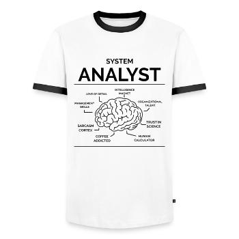 Analyste de systèmes - T-shirt contrasté Homme - blanc/noir - Devant - AI Model Female 172 light (172cm) & AI Model Male 178 dark (178cm)