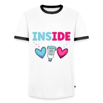 It's all about the inside Sonographer - Men's Ringer Shirt - white/black - Front - AI Model Female 172 light (172cm) & AI Model Male 178 dark (178cm)