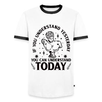 History historian History - Men's Ringer Shirt - white/black - Front - AI Model Female 172 light (172cm) & AI Model Male 178 dark (178cm)