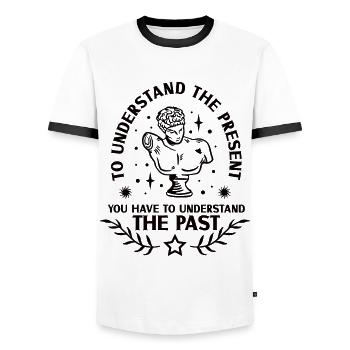 History historian History - Men's Ringer Shirt - white/black - Front - AI Model Female 172 light (172cm) & AI Model Male 178 dark (178cm)