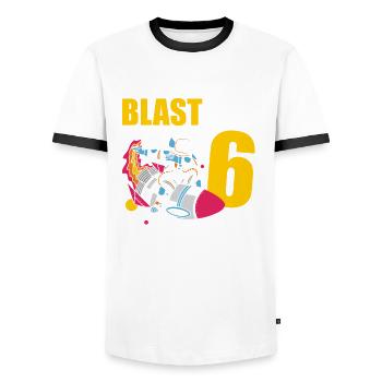 I'm 6 Astronaut Lover Spaceship Happy Birthday - Men's Ringer Shirt - white/black - Front - AI Model Female 172 light (172cm) & AI Model Male 178 dark (178cm)