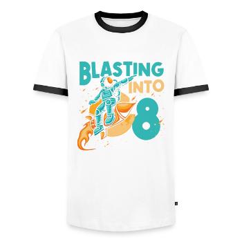Astronauten-liebhaber-raumschiff All the best for the 8. - Men's Ringer Shirt - white/black - Front - AI Model Female 172 light (172cm) & AI Model Male 178 dark (178cm)
