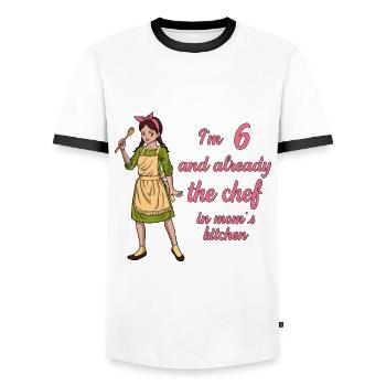 Ich bin 6 - Mädchen Koch - Männer Kontrast-T-Shirt - Weiß/Schwarz - Vorne - AI Model Female 172 light (172cm) & AI Model Male 178 dark (178cm)