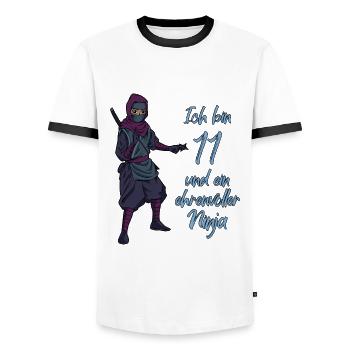 Ich bin 11 - Jungen Ninja - Männer Kontrast-T-Shirt - Weiß/Schwarz - Vorne - AI Model Female 172 light (172cm) & AI Model Male 178 dark (178cm)