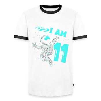 Astronaut lover spaceship All the best to the - Men's Ringer Shirt - white/black - Front - AI Model Female 172 light (172cm) & AI Model Male 178 dark (178cm)
