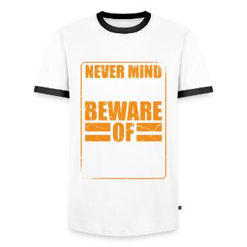Don't take care of the dog, beware - Men's Ringer Shirt - white/black - Front - AI Model Female 172 light (172cm) & AI Model Male 178 dark (178cm)