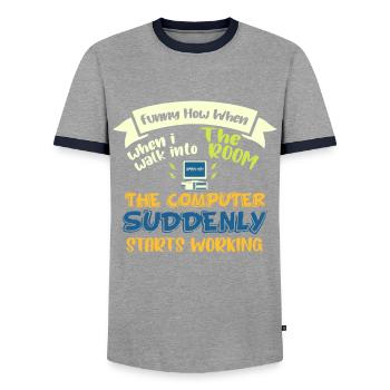 Programmeur informatique pour les technologies de l’information - T-shirt contrasté Homme - gris/marine  - Devant - AI Model Female 172 light (172cm) & AI Model Male 178 light (178cm)
