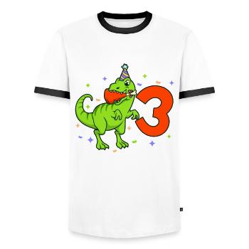 With TREX - Guys' birthday 3 years - Men's Ringer Shirt - white/black - Front - AI Model Female 172 light (172cm) & AI Model Male 178 dark (178cm)