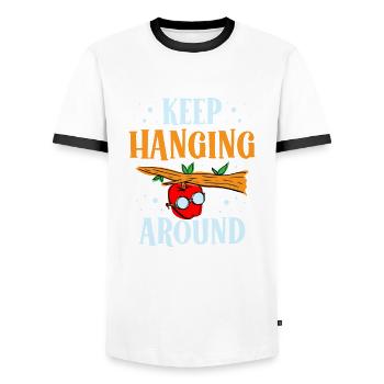 Stay Close to Apple Picker Apple - Men's Ringer Shirt - white/black - Front - AI Model Female 172 light (172cm) & AI Model Male 178 dark (178cm)