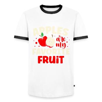 Les pommes sont mon amateur de fruits préféré - T-shirt contrasté Homme - blanc/noir - Devant - AI Model Female 172 light (172cm) & AI Model Male 178 dark (178cm)