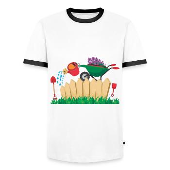 I'll be in my office for a fun - Men's Ringer Shirt - white/black - Front - AI Model Female 172 light (172cm) & AI Model Male 178 dark (178cm)