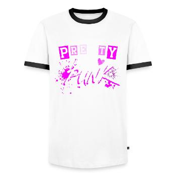 Pretty in punk rock musician emo-punk music lover - Men's Ringer Shirt - white/black - Front - AI Model Female 172 light (172cm) & AI Model Male 178 dark (178cm)