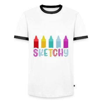 Get Your Crayon Color Artist Coloring - Men's Ringer Shirt - white/black - Front - AI Model Female 172 light (172cm) & AI Model Male 178 dark (178cm)