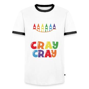 Y'all Cray Cray Crayon Farbkünstler Kunstlehrer - Männer Kontrast-T-Shirt - Weiß/Schwarz - Vorne - AI Model Female 172 light (172cm) & AI Model Male 178 dark (178cm)