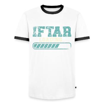 Alhamdulillah Islam Ramadan Islamic Muslim - Men's Ringer Shirt - white/black - Front - AI Model Female 172 light (172cm) & AI Model Male 178 dark (178cm)
