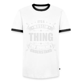 Es Ist Eine Muslimische Sache, Die Sie Den Islam - Männer Kontrast-T-Shirt - Weiß/Schwarz - Vorne - AI Model Female 172 light (172cm) & AI Model Male 178 dark (178cm)