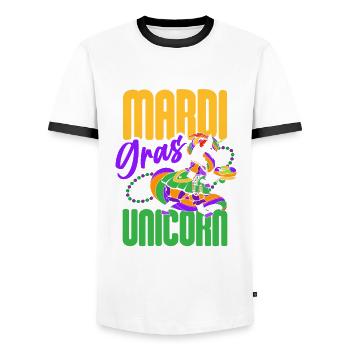 Carnaval-licorne-amoureux-manigance-mascarade - T-shirt contrasté Homme - blanc/noir - Devant - AI Model Female 172 light (172cm) & AI Model Male 178 dark (178cm)