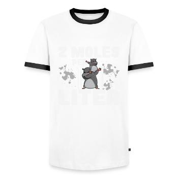 2 moles per liter science lover - Men's Ringer Shirt - white/black - Front - AI Model Female 172 light (172cm) & AI Model Male 178 dark (178cm)